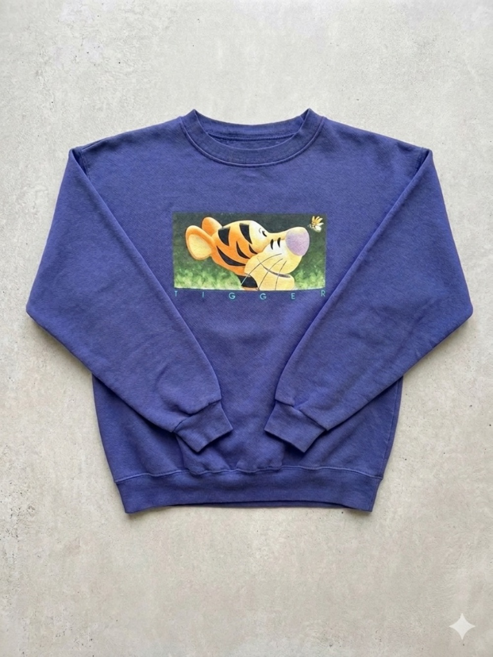 Vintage 90s Disney Store Tigger Sweatshirt Kids Size L 10/12 Blue Winnie the Poo
